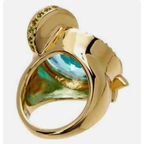 NWT KATE SPADE Out Of Office Cocktail Margarita Lime Flower Statement Ring - Picture 2 of 6